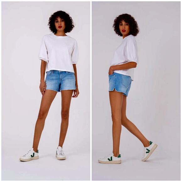 Level 99 Anthropologie Jean Shorts Size 26 Santo Medium Blue Wash 4" Beach Vacay - Picture 1 of 8